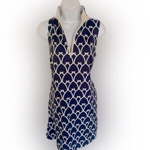 Melly M Navy and Cream Sleeveless Dress-S navy & cream , polyester spandex
